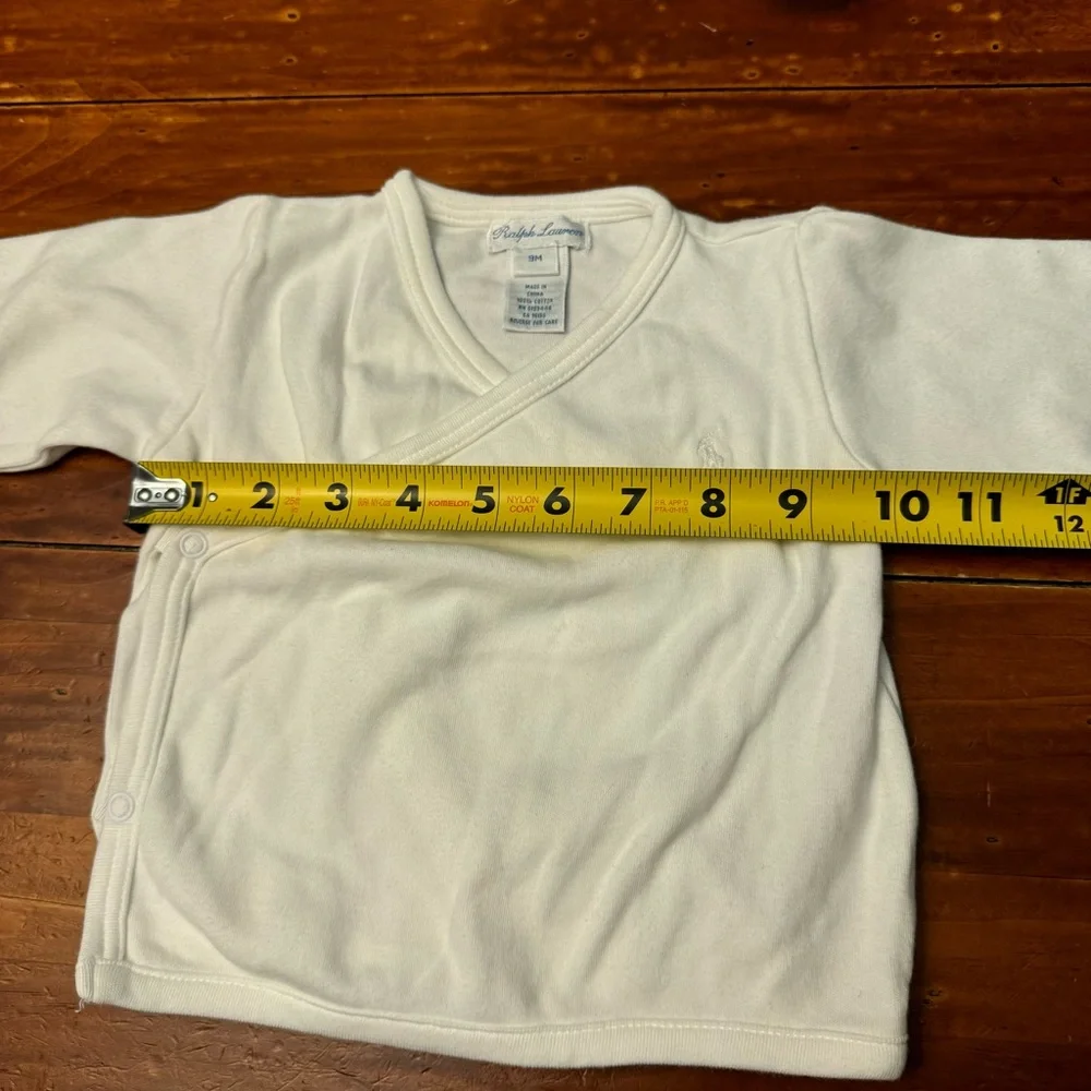 Ralph Lauren Baby Size 9 Months White Long Sleeve Cotton Snap Top